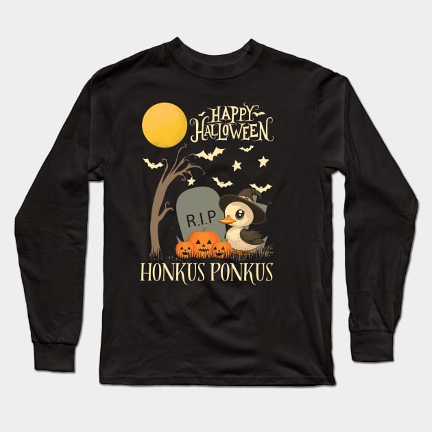 Halloween Witchy Duck Honkus Ponkus Kawaii Style Long Sleeve T-Shirt by fupi